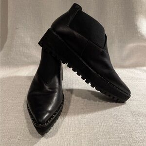 Elvio Zanon Black Ankle Boots with Studded Sole
